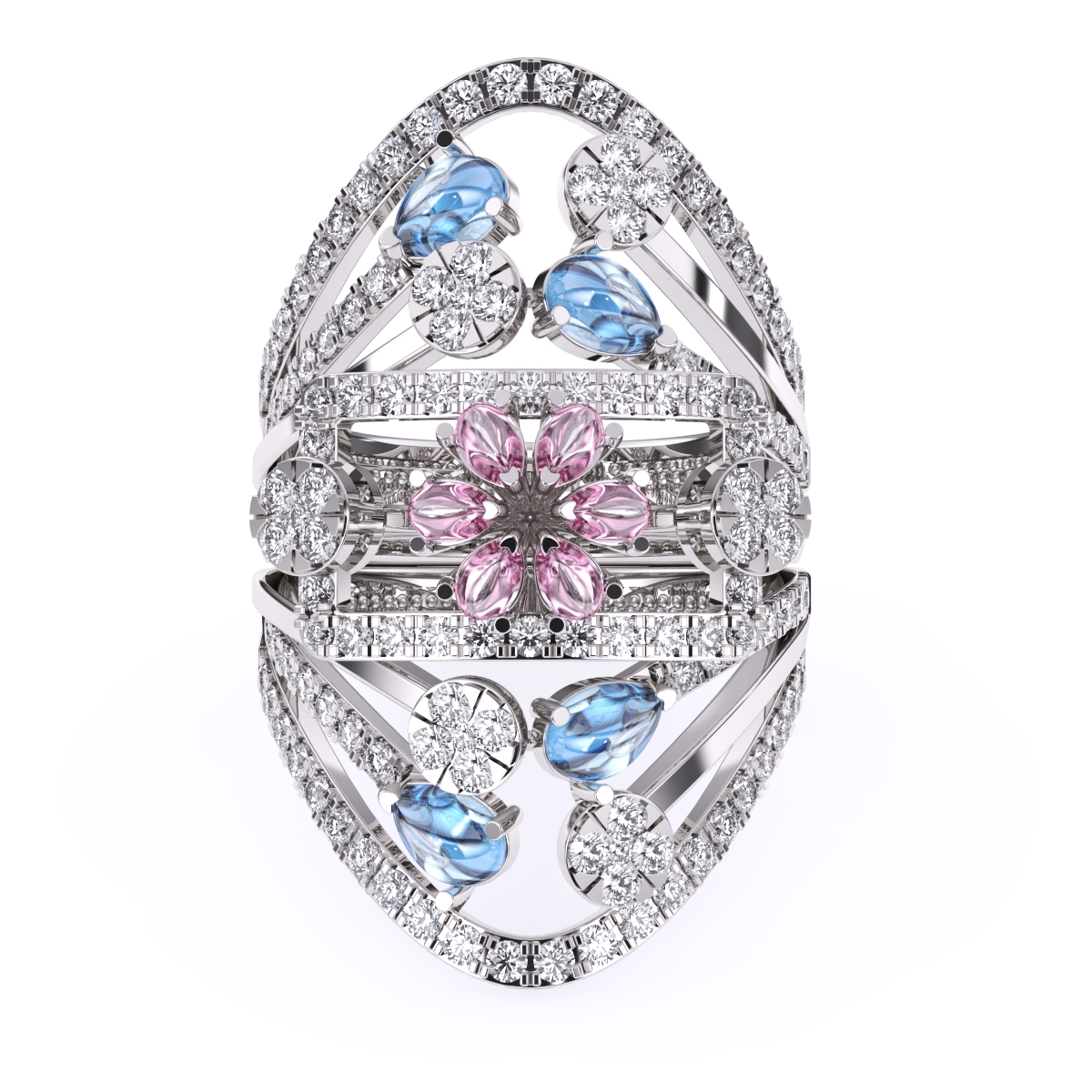 Glamorous Multi Stone Cluster Diamond Ring